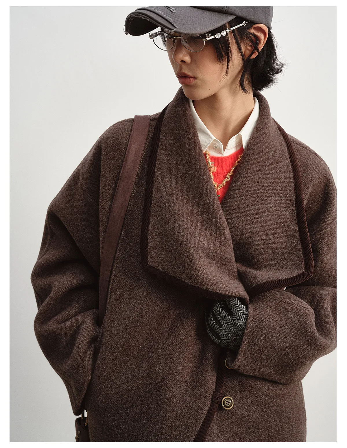 Women's Double Face Wool Coat, Single Breasted Lapel Collar Long Sleeve Warm Outerwear, Soft Comfortable Winter Jacket - Image 2