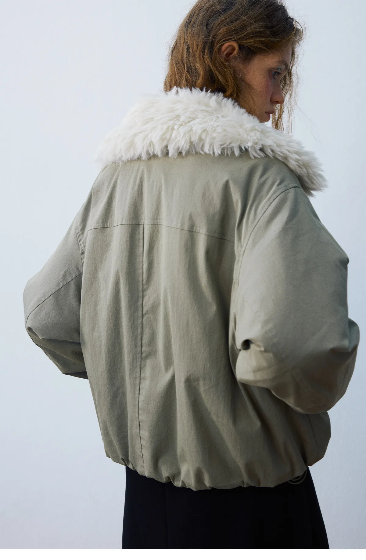 Women's Color Block Faux Fur Collar Short Puffer Jacket – Warm Winter Quilted Coat - Image 6