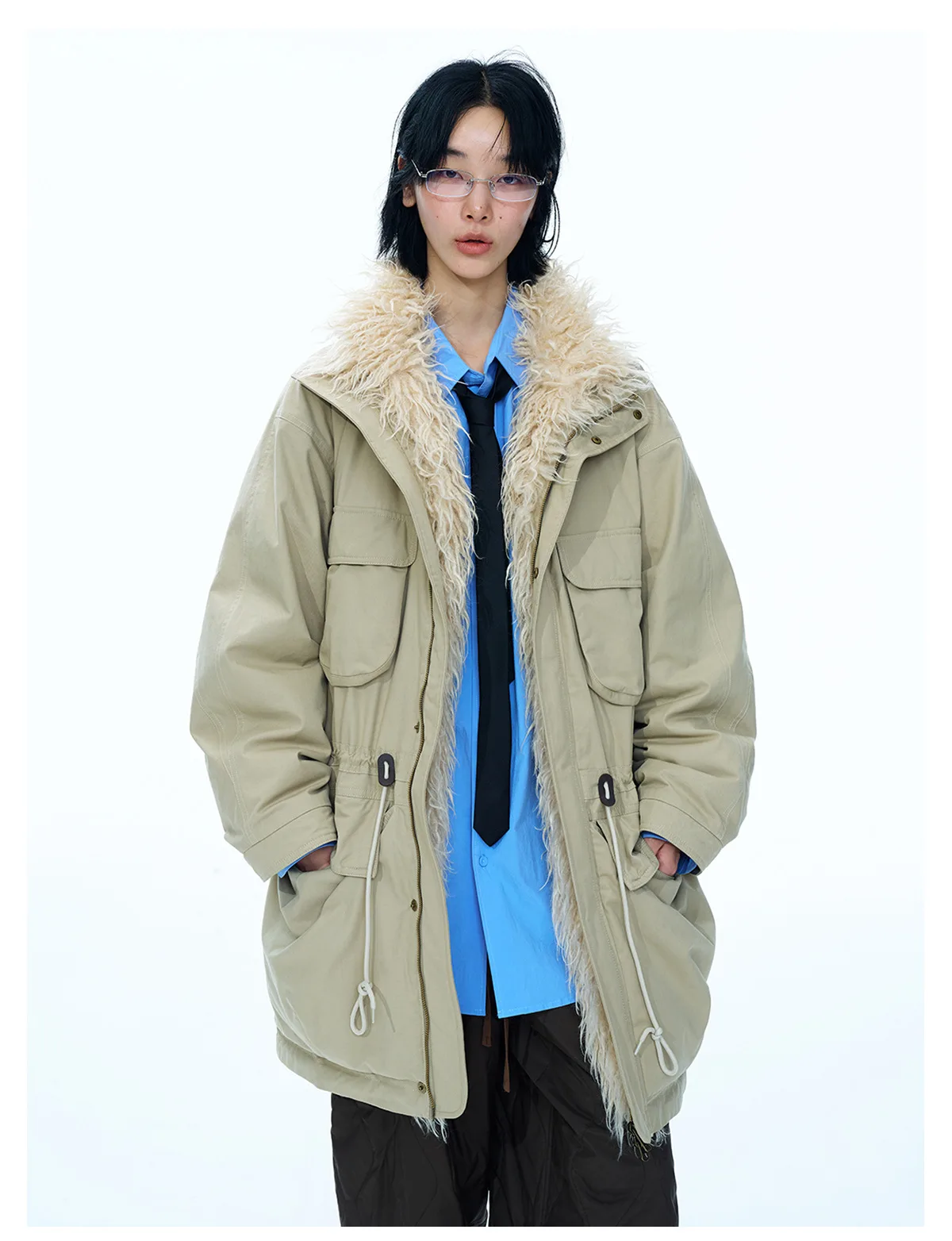 Women's 90% White Duck Down Parka Jacket, Windproof Warm Long Sleeve Puffer Coat, Functional Winter Outerwear
