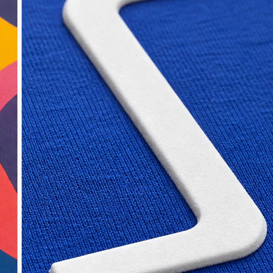 Thick white high-density printing on royal blue sweatshirt fabric