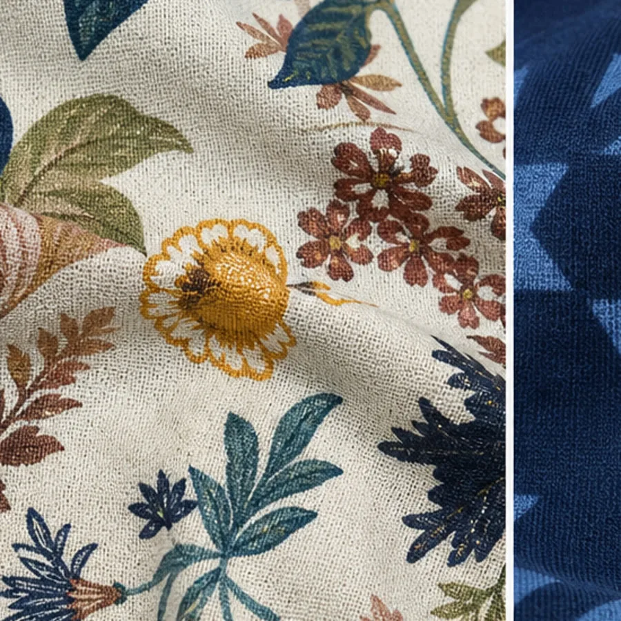 Multicolor pigment printing on natural cotton fabric