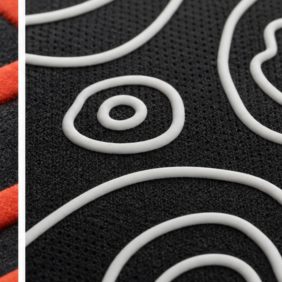 Flexible raised silicone printing on black performance knit