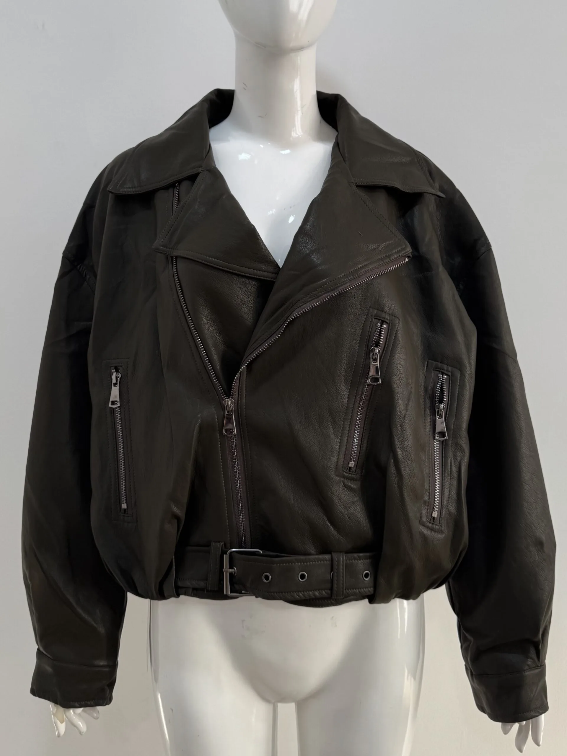Women's Oversized Faux Leather Biker Jacket