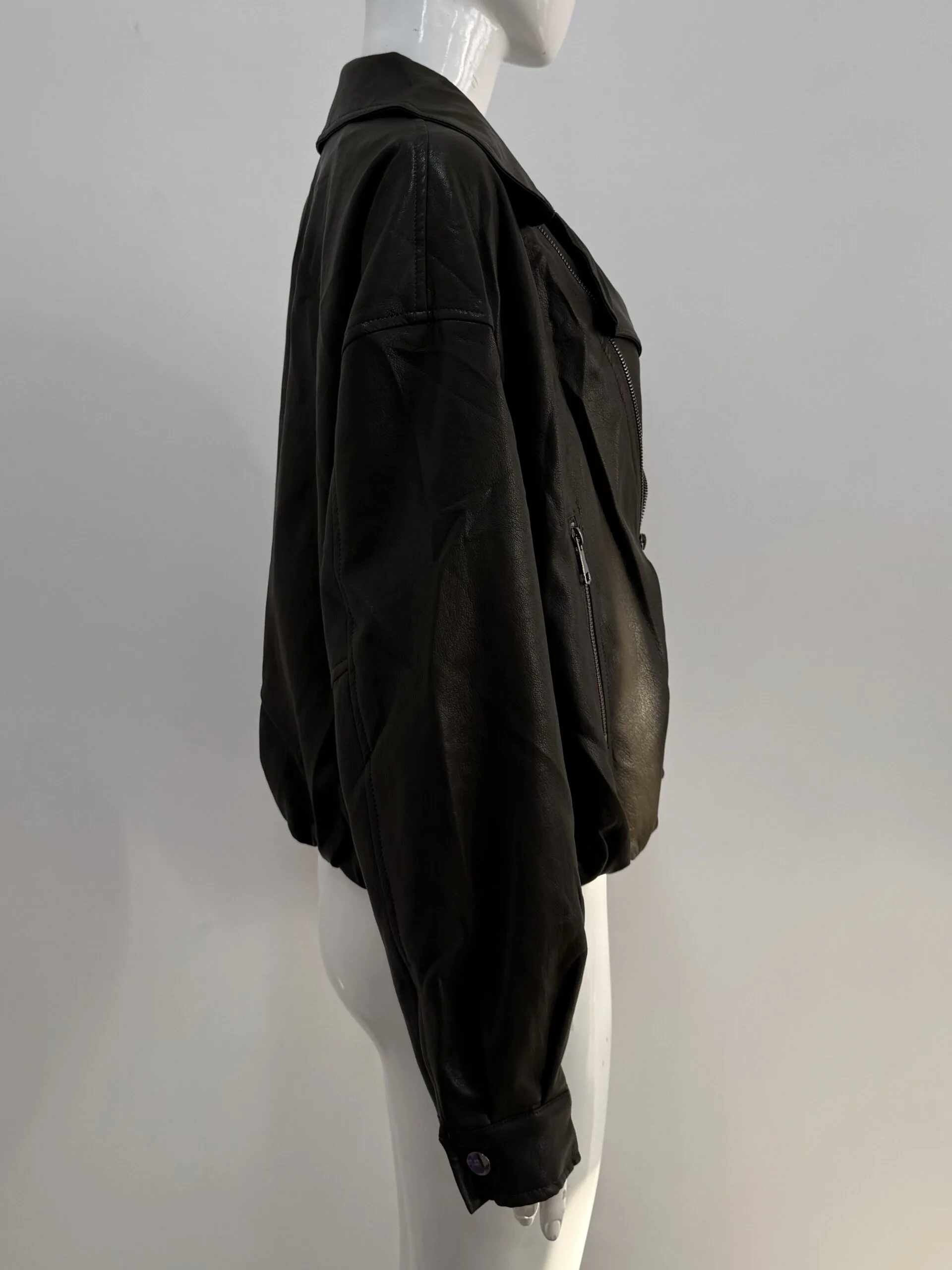 Women's Oversized Faux Leather Biker Jacket - Image 9