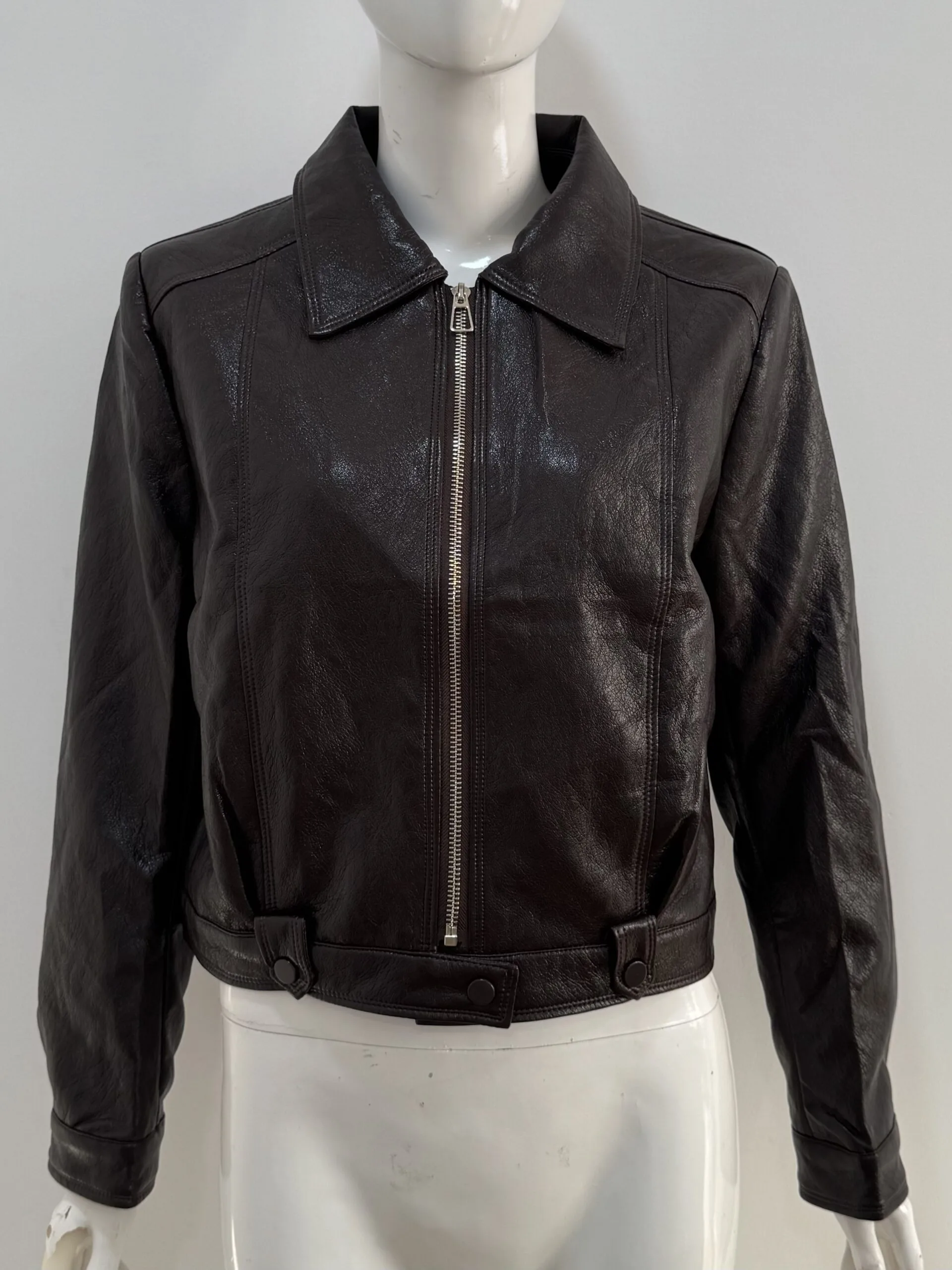 Women's Oversized Faux Leather Biker Jacket - Image 4