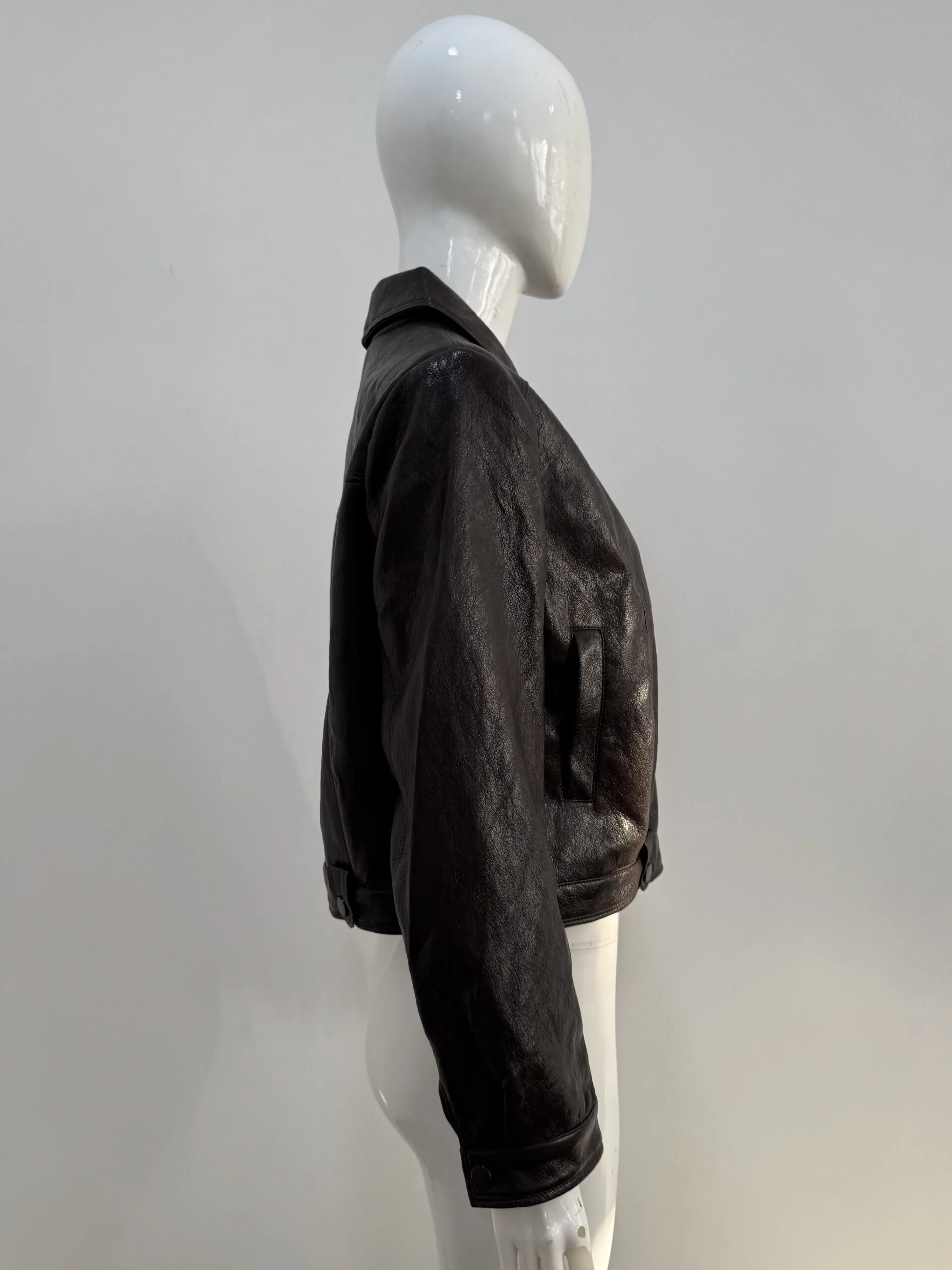 Women's Oversized Faux Leather Biker Jacket - Image 5