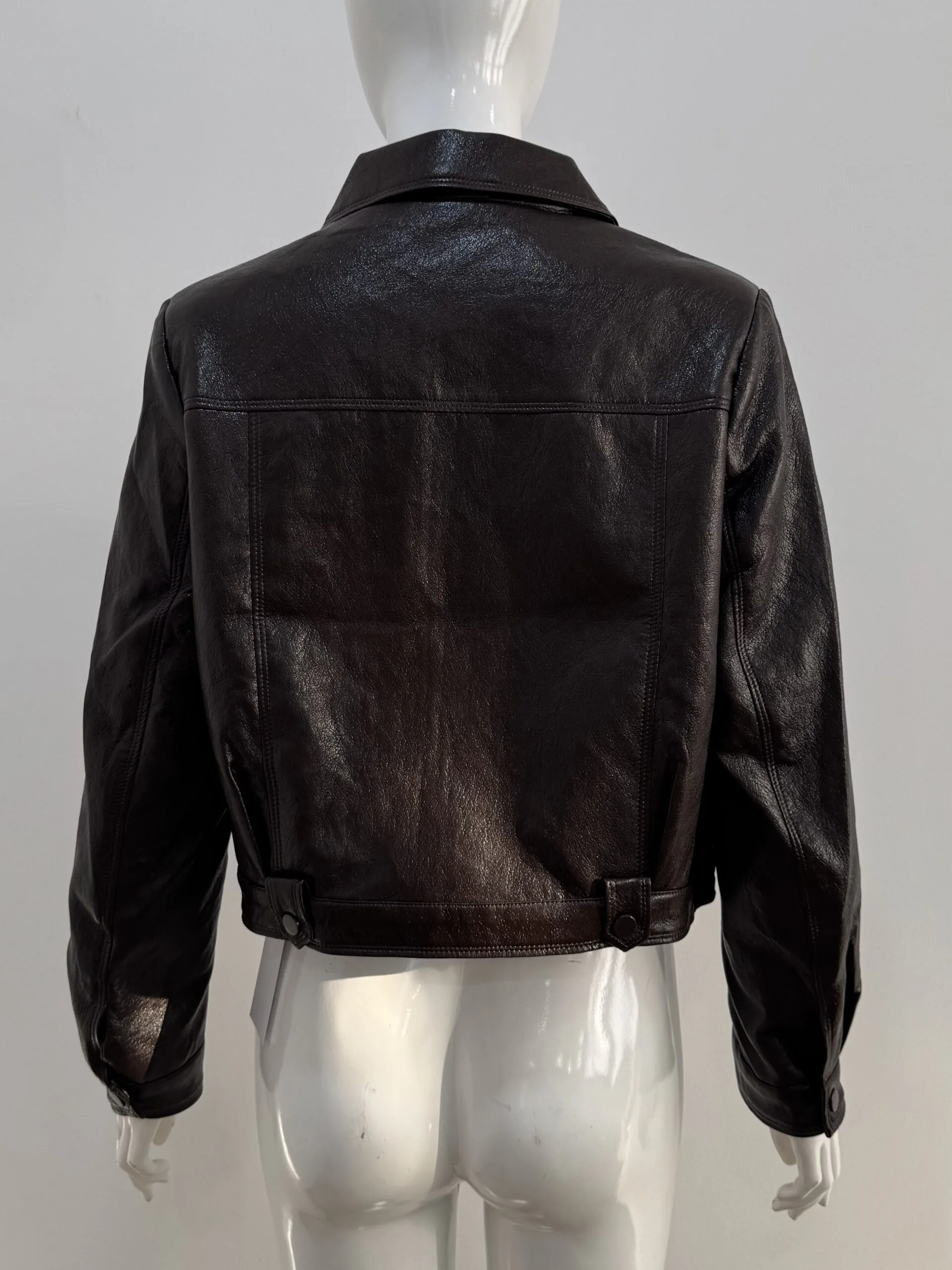 Women's Oversized Faux Leather Biker Jacket - Image 6
