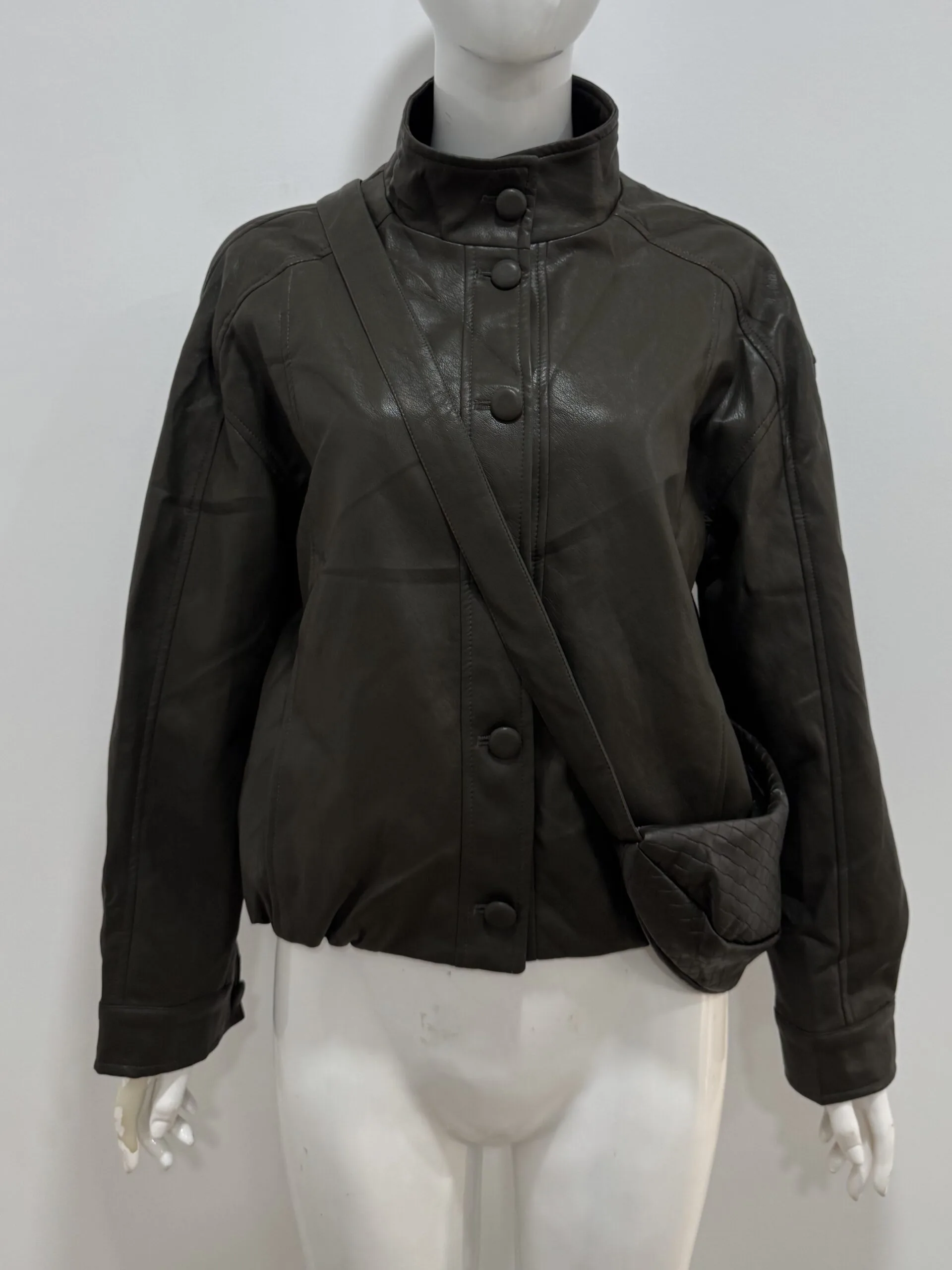 Women's Oversized Faux Leather Biker Jacket - Image 7