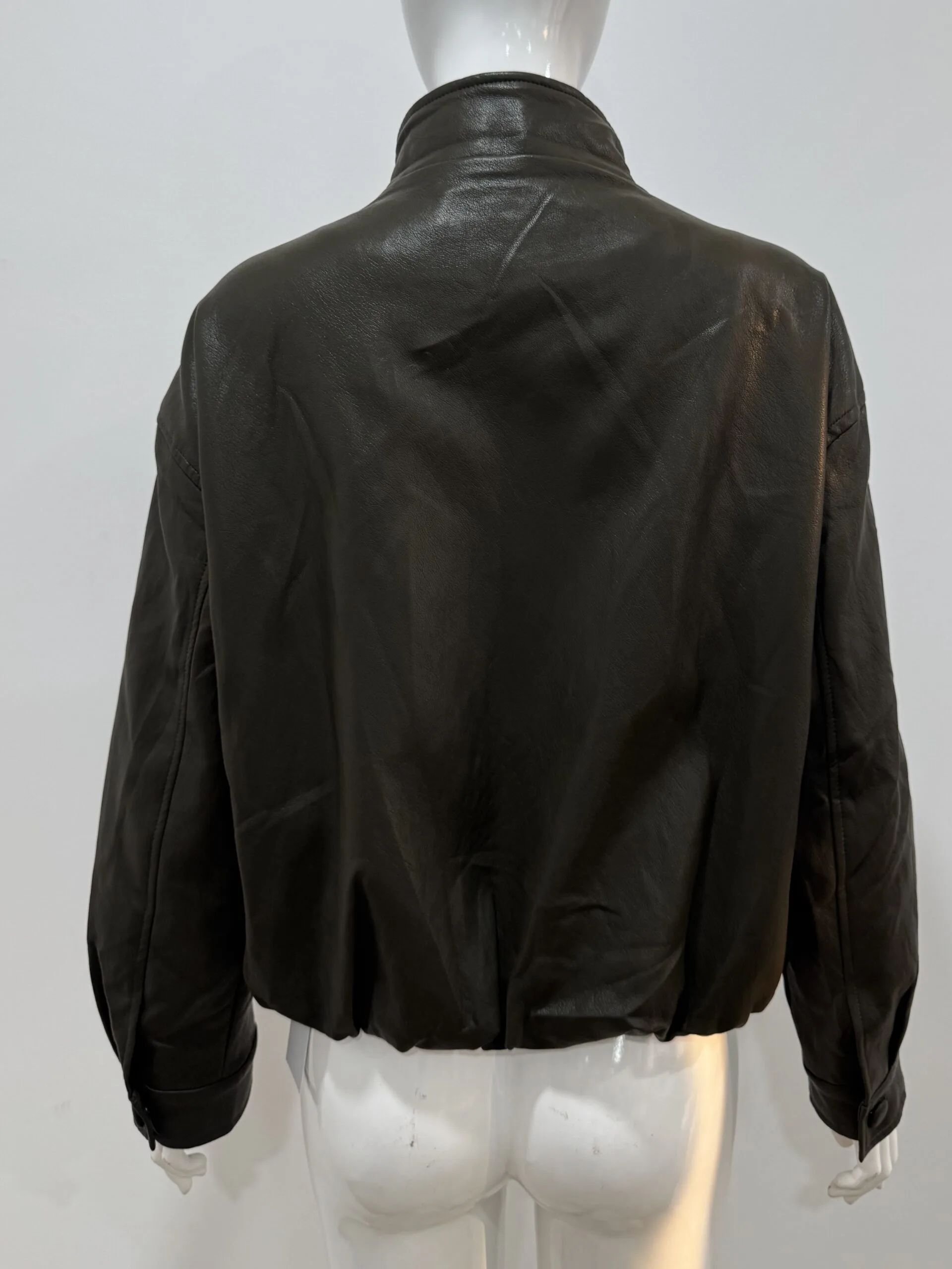 Women's Oversized Faux Leather Biker Jacket - Image 8