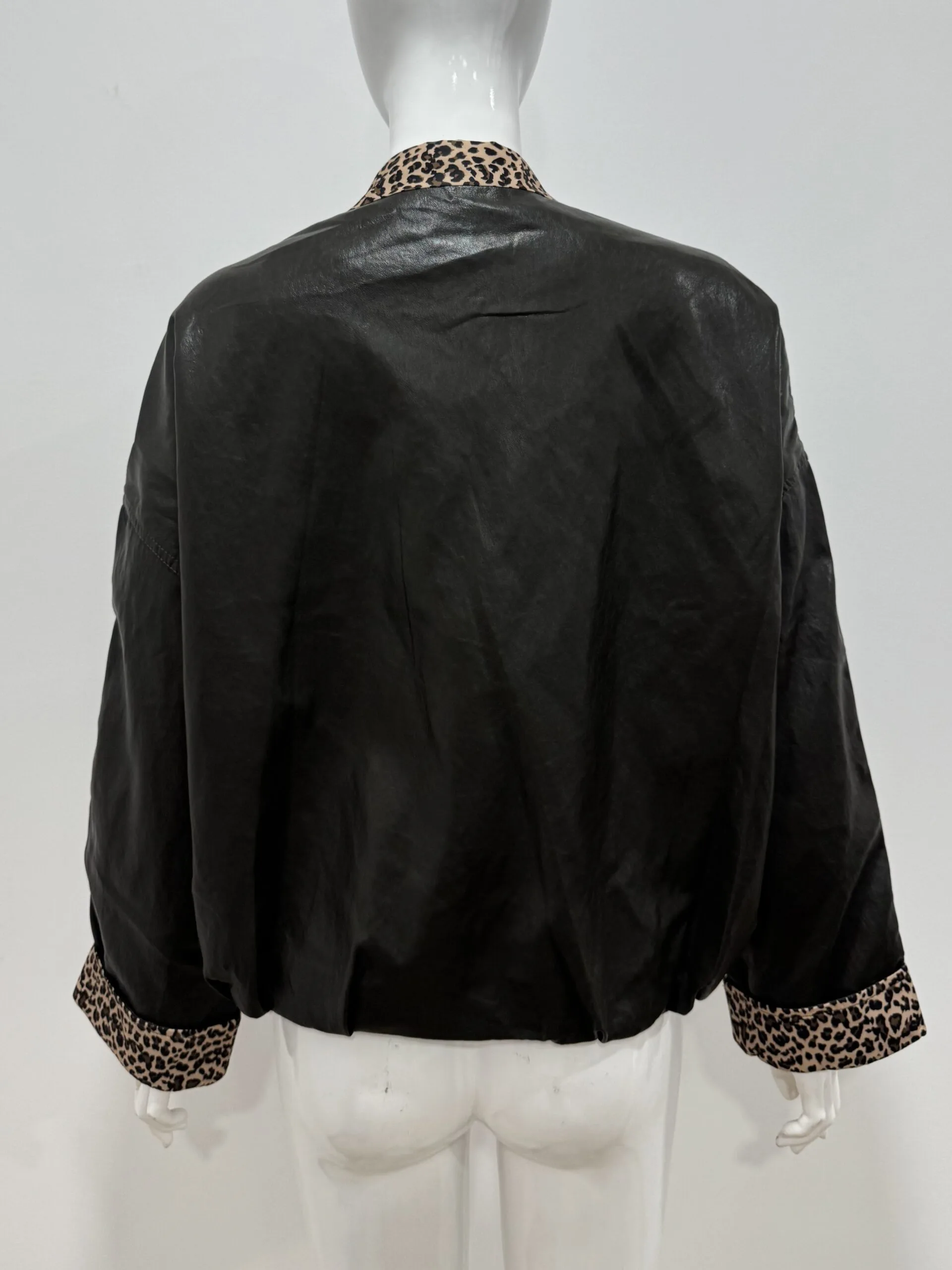 Women's Oversized Faux Leather Biker Jacket - Image 11