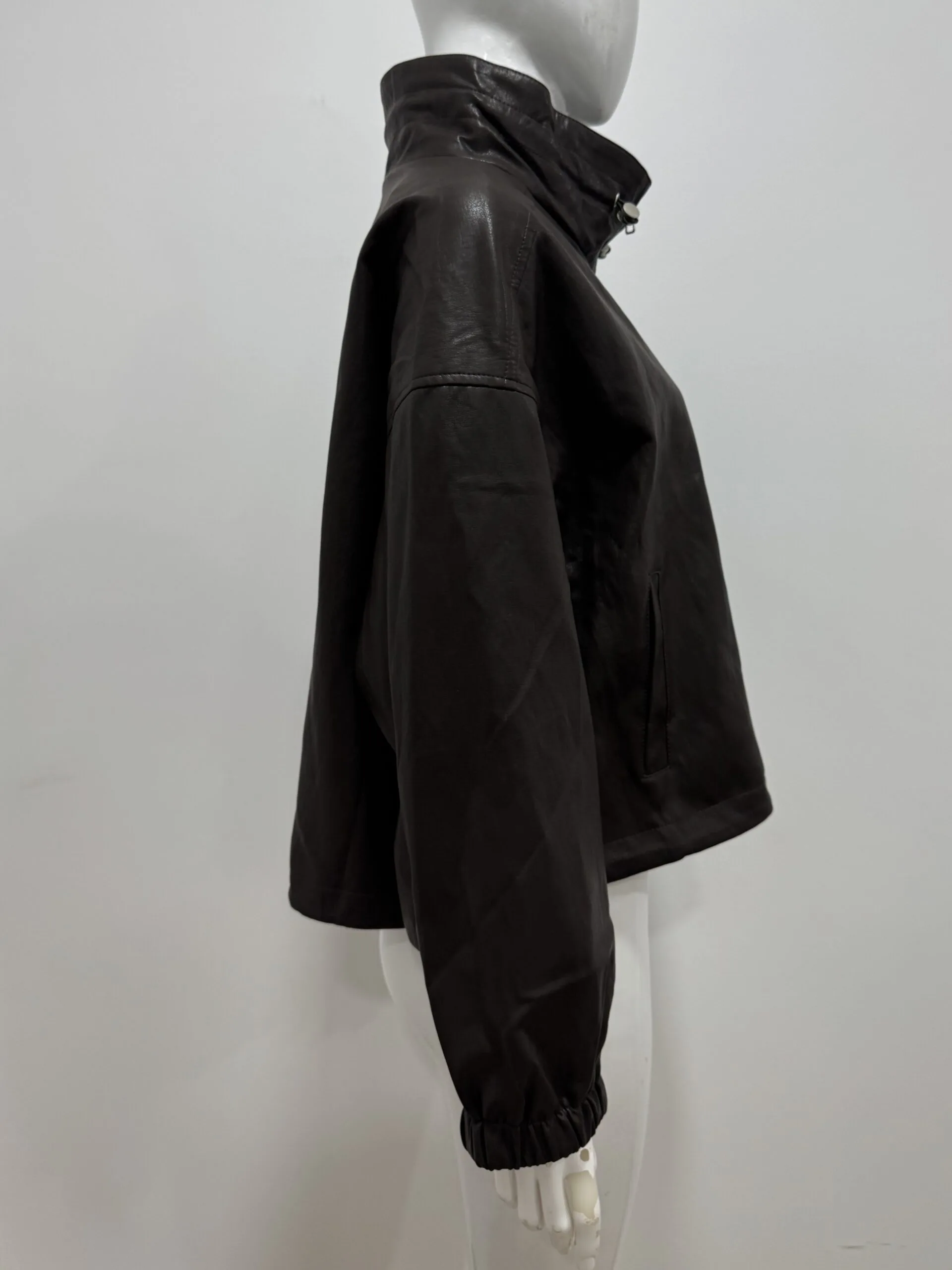 Women's Oversized Faux Leather Biker Jacket - Image 13
